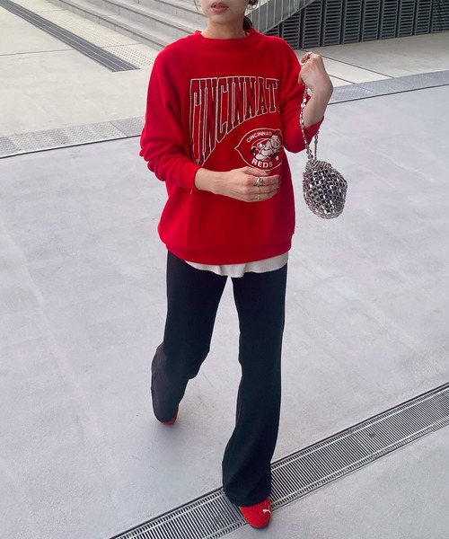 ISOOK（アイスー）の「スウェットフレアパンツ(kiharu select) / スウェットパンツ ハイウエスト ハイライズ ウエストゴム グレー ブラック 春服（スウェットパンツ・レディース・ブラック/グレー・FREE）」の8枚目の写真