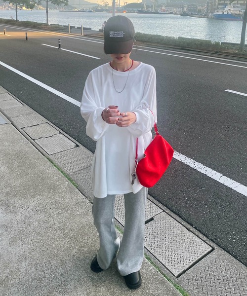 ISOOK（アイスー）の「スウェットフレアパンツ(kiharu select) / スウェットパンツ ハイウエスト ハイライズ ウエストゴム グレー ブラック 春服（スウェットパンツ・レディース・ブラック/グレー・FREE）」の6枚目の写真