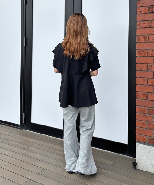 ISOOK(アイスー)の「スウェットフレアパンツ(kiharu select) / スウェットパンツ ハイウエスト ハイライズ ウエストゴム グレー ブラック 春服(スウェットパンツ・レディース・ブラック/グレー・FREE)」の15枚目の写真