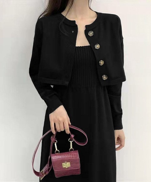 Miniministore（ミニミニストア）の「ニットセットアップ レディース2点セット（ワンピース・レディース・ブラック/レッドパープル/レッド・FREE）」の2枚目の写真
