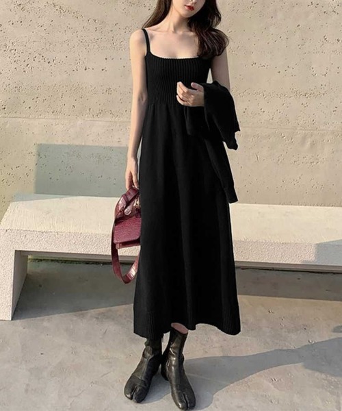 Miniministore（ミニミニストア）の「ニットセットアップ レディース2点セット（ワンピース・レディース・ブラック/レッドパープル/レッド・FREE）」の4枚目の写真