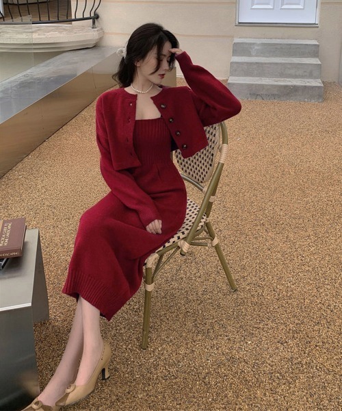 セール】ニットセットアップ レディース2点セット（ワンピース