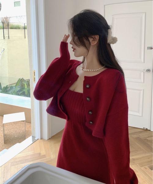 Miniministore（ミニミニストア）の「ニットセットアップ レディース2点セット（ワンピース・レディース・ブラック/レッドパープル/レッド・FREE）」の9枚目の写真