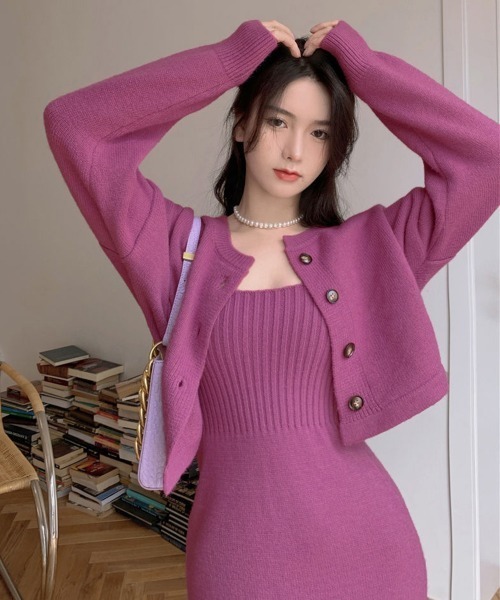 Miniministore（ミニミニストア）の「ニットセットアップ レディース2点セット（ワンピース・レディース・ブラック/レッドパープル/レッド・FREE）」の12枚目の写真