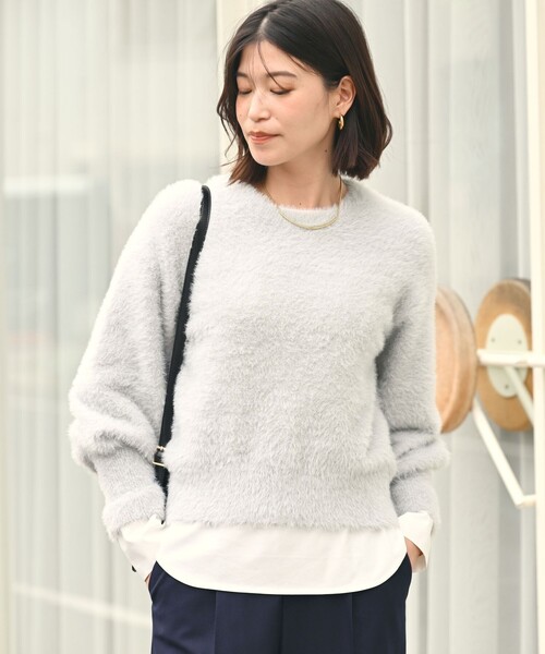 green label relaxing（グリーンレーベルリラクシング）の「【WEB限定】＜at ease＞フェザーヤーン プルオーバー ニット（ニット/セーター・レディース・ダークグレー/ライトグレー/ベージュ/オフホワイト・FREE）」の11枚目の写真