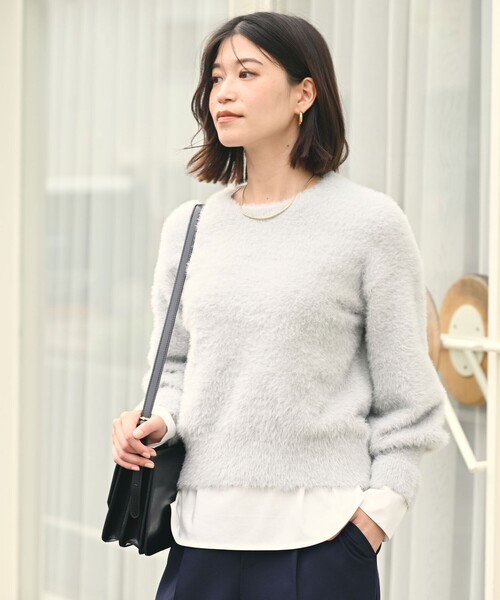green label relaxing（グリーンレーベルリラクシング）の「【WEB限定】＜at ease＞フェザーヤーン プルオーバー ニット（ニット/セーター・レディース・ダークグレー/ライトグレー/ベージュ/オフホワイト・FREE）」の10枚目の写真