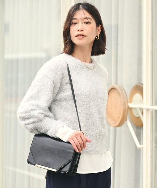 green label relaxing（グリーンレーベルリラクシング）の「【WEB限定】＜at ease＞フェザーヤーン プルオーバー ニット（ニット/セーター・レディース・ダークグレー/ライトグレー/ベージュ/オフホワイト・FREE）」の5枚目の写真
