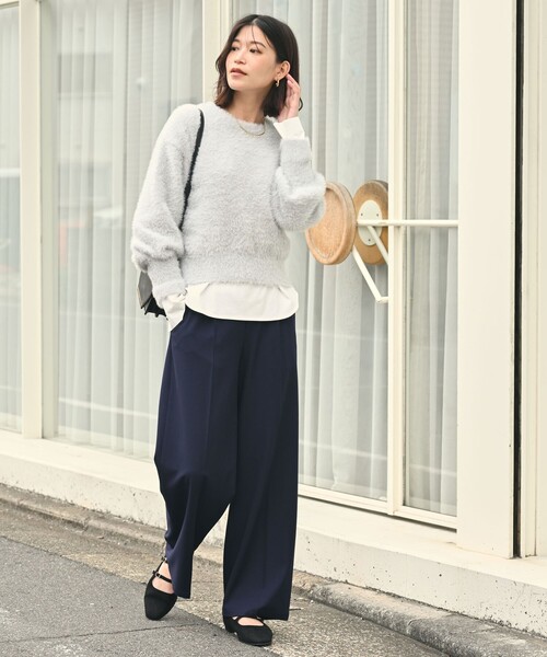green label relaxing（グリーンレーベルリラクシング）の「【WEB限定】＜at ease＞フェザーヤーン プルオーバー ニット（ニット/セーター・レディース・ダークグレー/ライトグレー/ベージュ/オフホワイト・FREE）」の8枚目の写真
