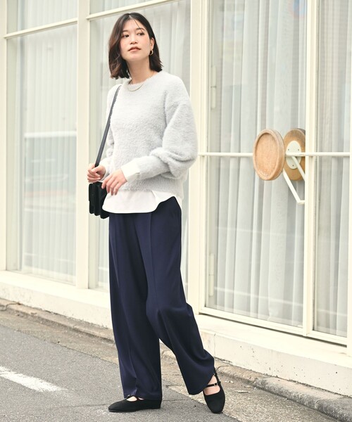 green label relaxing（グリーンレーベルリラクシング）の「【WEB限定】＜at ease＞フェザーヤーン プルオーバー ニット（ニット/セーター・レディース・ダークグレー/ライトグレー/ベージュ/オフホワイト・FREE）」の9枚目の写真