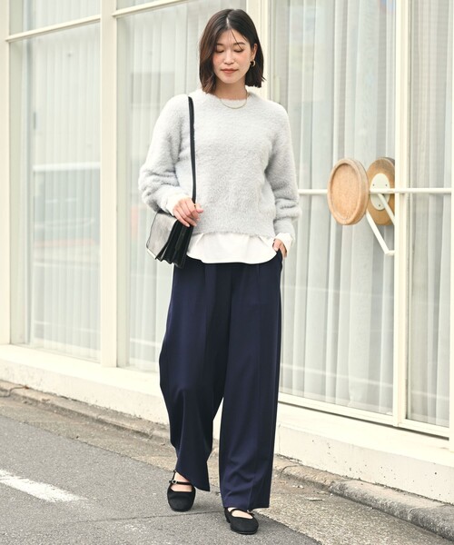 green label relaxing（グリーンレーベルリラクシング）の「【WEB限定】＜at ease＞フェザーヤーン プルオーバー ニット（ニット/セーター・レディース・ダークグレー/ライトグレー/ベージュ/オフホワイト・FREE）」の18枚目の写真