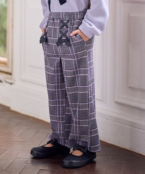 ANY（エニィ）の「レースアップ 裏シャギーワイドパンツ（その他パンツ・キッズ・ブラウン系3/ブラック系/ブラック系3・130/120/110）」の2枚目の写真