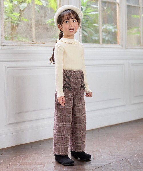 ANY（エニィ）の「レースアップ 裏シャギーワイドパンツ（その他パンツ・キッズ・ブラウン系3/ブラック系/ブラック系3・130/120/110）」の5枚目の写真