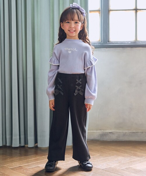 ANY（エニィ）の「レースアップ 裏シャギーワイドパンツ（その他パンツ・キッズ・ブラウン系3/ブラック系/ブラック系3・130/120/110）」の12枚目の写真