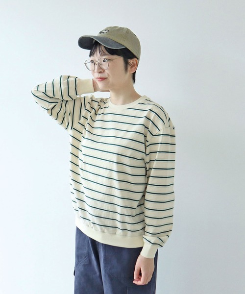 PAR ICI（パーリッシィ）の「マルチボーダー天竺 クルーネックプルオーバー（Tシャツ/カットソー・レディース・オレンジ/ブラック/ホワイト・FREE）」の2枚目の写真