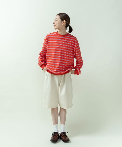 PAR ICI（パーリッシィ）の「マルチボーダー天竺 クルーネックプルオーバー（Tシャツ/カットソー・レディース・オレンジ/ブラック/ホワイト・FREE）」の15枚目の写真