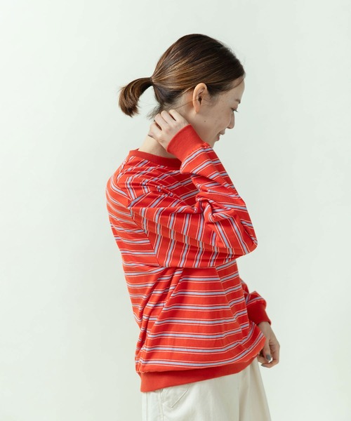 PAR ICI（パーリッシィ）の「マルチボーダー天竺 クルーネックプルオーバー（Tシャツ/カットソー・レディース・オレンジ/ブラック/ホワイト・FREE）」の10枚目の写真