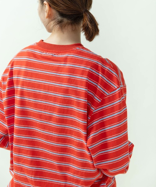 PAR ICI（パーリッシィ）の「マルチボーダー天竺 クルーネックプルオーバー（Tシャツ/カットソー・レディース・オレンジ/ブラック/ホワイト・FREE）」の12枚目の写真