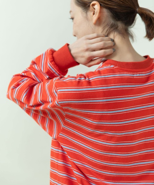 PAR ICI（パーリッシィ）の「マルチボーダー天竺 クルーネックプルオーバー（Tシャツ/カットソー・レディース・オレンジ/ブラック/ホワイト・FREE）」の13枚目の写真