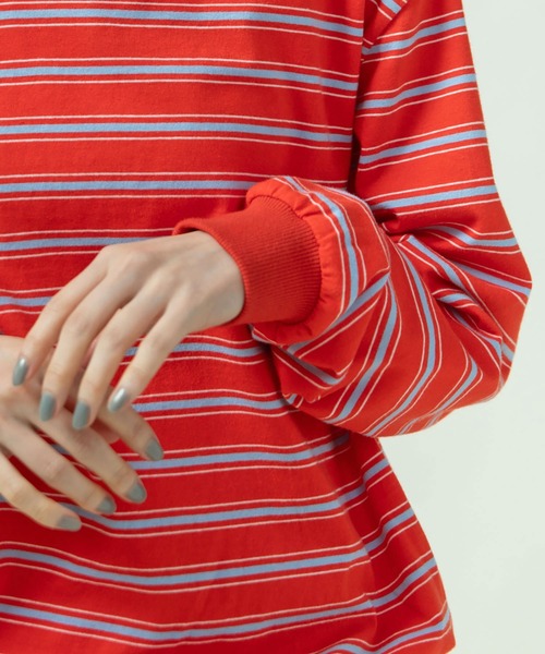 PAR ICI（パーリッシィ）の「マルチボーダー天竺 クルーネックプルオーバー（Tシャツ/カットソー・レディース・オレンジ/ブラック/ホワイト・FREE）」の14枚目の写真