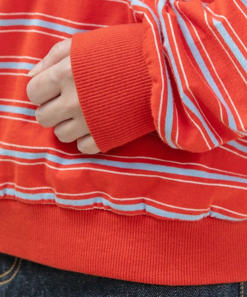 PAR ICI（パーリッシィ）の「マルチボーダー天竺 クルーネックプルオーバー（Tシャツ/カットソー・レディース・オレンジ/ブラック/ホワイト・FREE）」の6枚目の写真