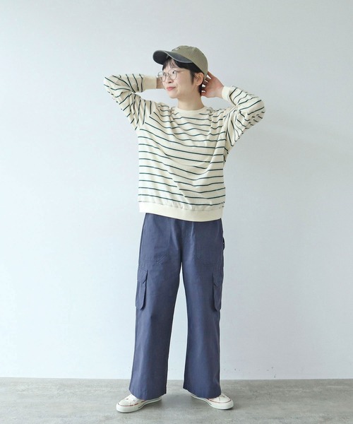 PAR ICI（パーリッシィ）の「マルチボーダー天竺 クルーネックプルオーバー（Tシャツ/カットソー・レディース・オレンジ・FREE）」の9枚目の写真