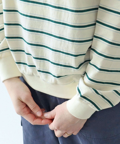 PAR ICI（パーリッシィ）の「マルチボーダー天竺 クルーネックプルオーバー（Tシャツ/カットソー・レディース・オレンジ・FREE）」の7枚目の写真