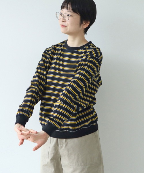 PAR ICI（パーリッシィ）の「マルチボーダー天竺 クルーネックプルオーバー（Tシャツ/カットソー・レディース・オレンジ・FREE）」の13枚目の写真