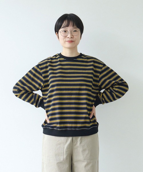 PAR ICI（パーリッシィ）の「マルチボーダー天竺 クルーネックプルオーバー（Tシャツ/カットソー・レディース・オレンジ・FREE）」の12枚目の写真