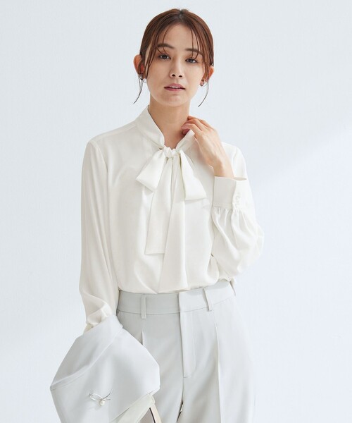 green label relaxing（グリーンレーベルリラクシング）の「トロミ ボウタイ ブラウス マシンウォッシャブル（シャツ/ブラウス・レディース・ホワイト/その他1・FREE）」の13枚目の写真