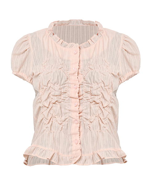 Saya Frill Puff Blouse (FL-180_Powder Pink)