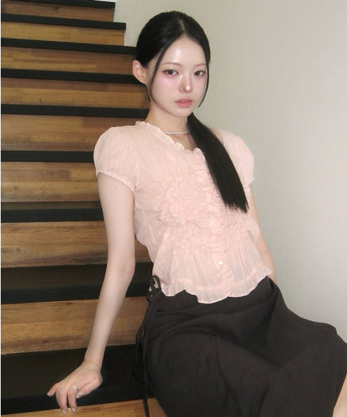 FLAREUP（フレアアップ）の「Saya Frill Puff Blouse (FL-180_Powder 