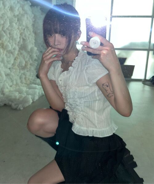 FLAREUP（フレアアップ）の「Saya Frill Puff Blouse (FL-180_Powder 