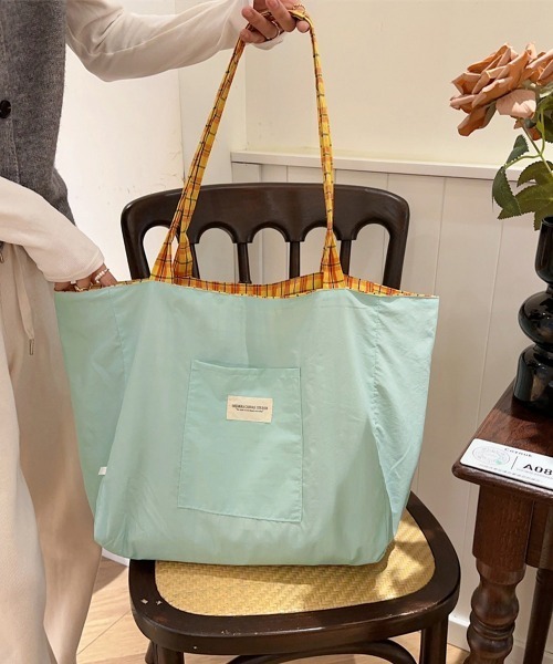 Miniministore（ミニミニストア）の「トートバッグ リバーシブル2way韓国風（トートバッグ・レディース・イエロー/ミント/パープル系1/パープル系2・FREE）」の17枚目の写真