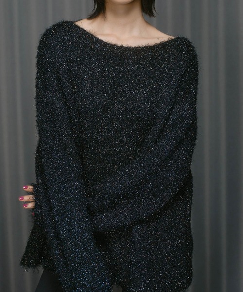 THINGS THAT MATTER（シングス ザット マター）の「SPARKLY OVER KNIT PULL-OVER / スパークリー オーバー ニット プルオーバー（ニット/セーター・レディース・ブルー/ブラック・FREE）」の22枚目の写真