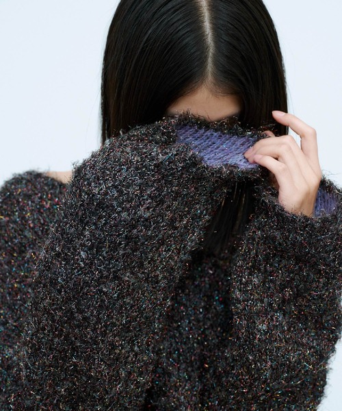 THINGS THAT MATTER（シングス ザット マター）の「SPARKLY OVER KNIT PULL-OVER / スパークリー オーバー ニット プルオーバー（ニット/セーター・レディース・ブルー/ブラック・FREE）」の9枚目の写真