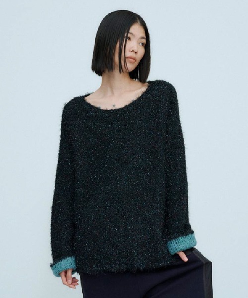 THINGS THAT MATTER（シングス ザット マター）の「SPARKLY OVER KNIT PULL-OVER / スパークリー オーバー ニット プルオーバー（ニット/セーター・レディース・ブルー/ブラック・FREE）」の10枚目の写真