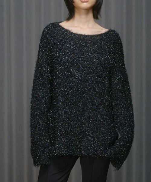 THINGS THAT MATTER（シングス ザット マター）の「SPARKLY OVER KNIT PULL-OVER / スパークリー オーバー ニット プルオーバー（ニット/セーター・レディース・ブルー/ブラック・FREE）」の21枚目の写真