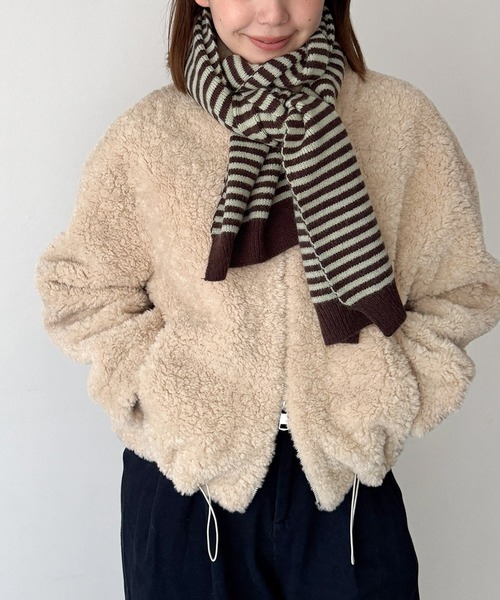 CANAL JEAN(キャナルジーン)の「El mar ボーダーマフラー(マフラー・レディース・ネイビー/チャコールグレー/ブラック/ブラウン/ブルー・ONE SIZE)」の3枚目の写真