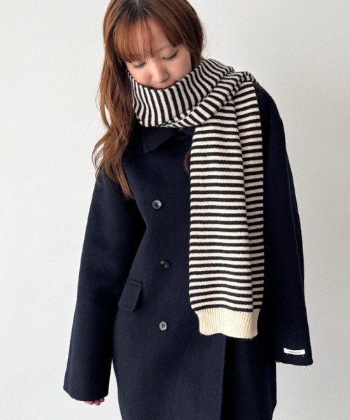 CANAL JEAN(キャナルジーン)の「El mar ボーダーマフラー(マフラー・レディース・ネイビー/チャコールグレー/ブラック/ブラウン/ブルー・ONE SIZE)」の1枚目の写真