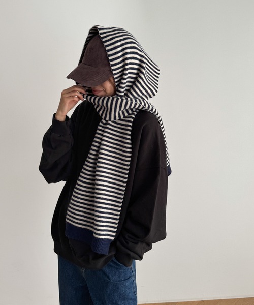 CANAL JEAN(キャナルジーン)の「El mar ボーダーマフラー(マフラー・レディース・ネイビー/チャコールグレー/ブラック/ブラウン/ブルー・ONE SIZE)」の9枚目の写真