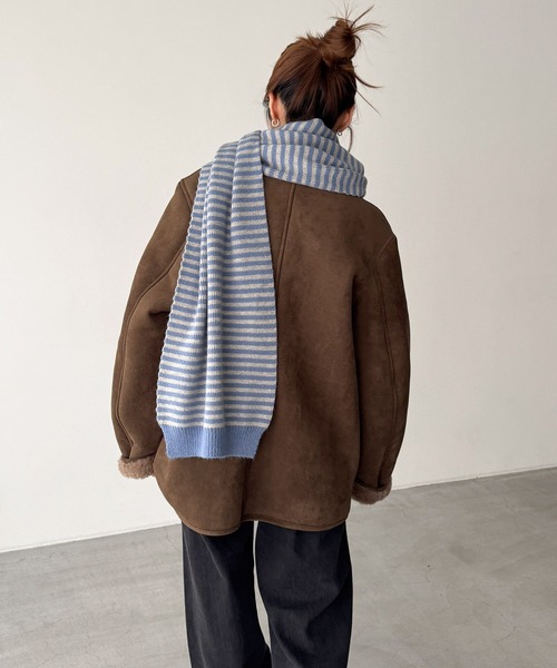 CANAL JEAN(キャナルジーン)の「El mar ボーダーマフラー(マフラー・レディース・ネイビー/チャコールグレー/ブラック/ブラウン/ブルー・ONE SIZE)」の15枚目の写真