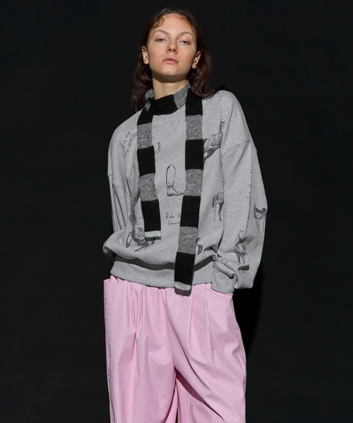 MAISON SPECIAL（メゾンスペシャル）の「Drawing Horse Sweatshirt/ドローイングホーススウェット（スウェット・レディース・チャコールグレー/グレー/ホワイト・FREE）」の3枚目の写真