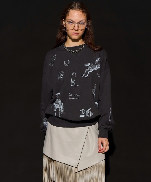 MAISON SPECIAL（メゾンスペシャル）の「Drawing Horse Sweatshirt/ドローイングホーススウェット（スウェット・レディース・チャコールグレー/グレー/ホワイト・FREE）」の2枚目の写真