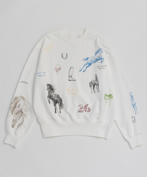 MAISON SPECIAL（メゾンスペシャル）の「Drawing Horse Sweatshirt/ドローイングホーススウェット（スウェット・レディース・チャコールグレー/グレー/ホワイト・FREE）」の9枚目の写真