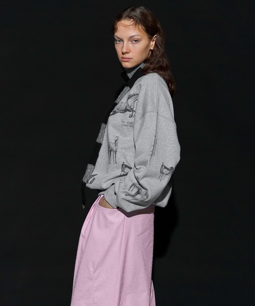 MAISON SPECIAL（メゾンスペシャル）の「Drawing Horse Sweatshirt/ドローイングホーススウェット（スウェット・レディース・チャコールグレー/グレー/ホワイト・FREE）」の7枚目の写真
