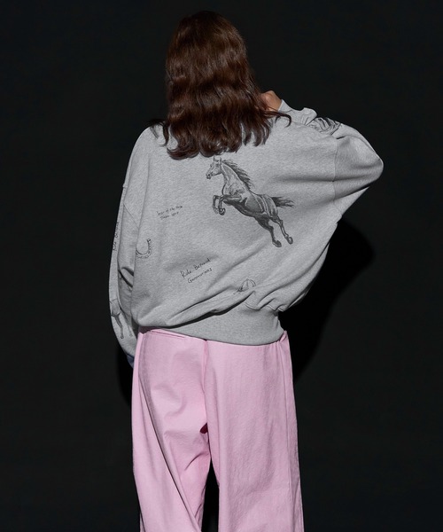 MAISON SPECIAL（メゾンスペシャル）の「Drawing Horse Sweatshirt/ドローイングホーススウェット（スウェット・レディース・チャコールグレー/グレー/ホワイト・FREE）」の8枚目の写真