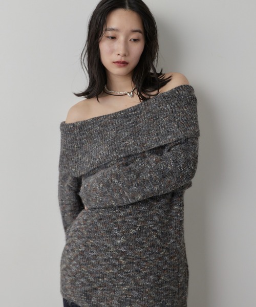 HANNE(アン)の「MIXオフショルニット(ニット/セーター・レディース・グレー/ベージュ・FREE)」の15枚目の写真