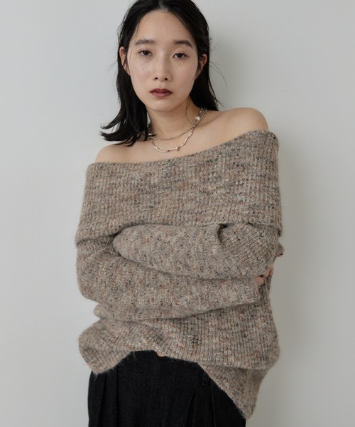 HANNE(アン)の「MIXオフショルニット(ニット/セーター・レディース・グレー/ベージュ・FREE)」の10枚目の写真