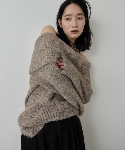 HANNE(アン)の「MIXオフショルニット(ニット/セーター・レディース・グレー/ベージュ・FREE)」の7枚目の写真
