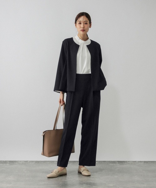 グローバルワーク　スゴラクスーツ　3点セット　洗える　黒　L　タグ付新品未使用 スゴラクストレッチクルージャケット3点セット/ 581024（パンツドレス